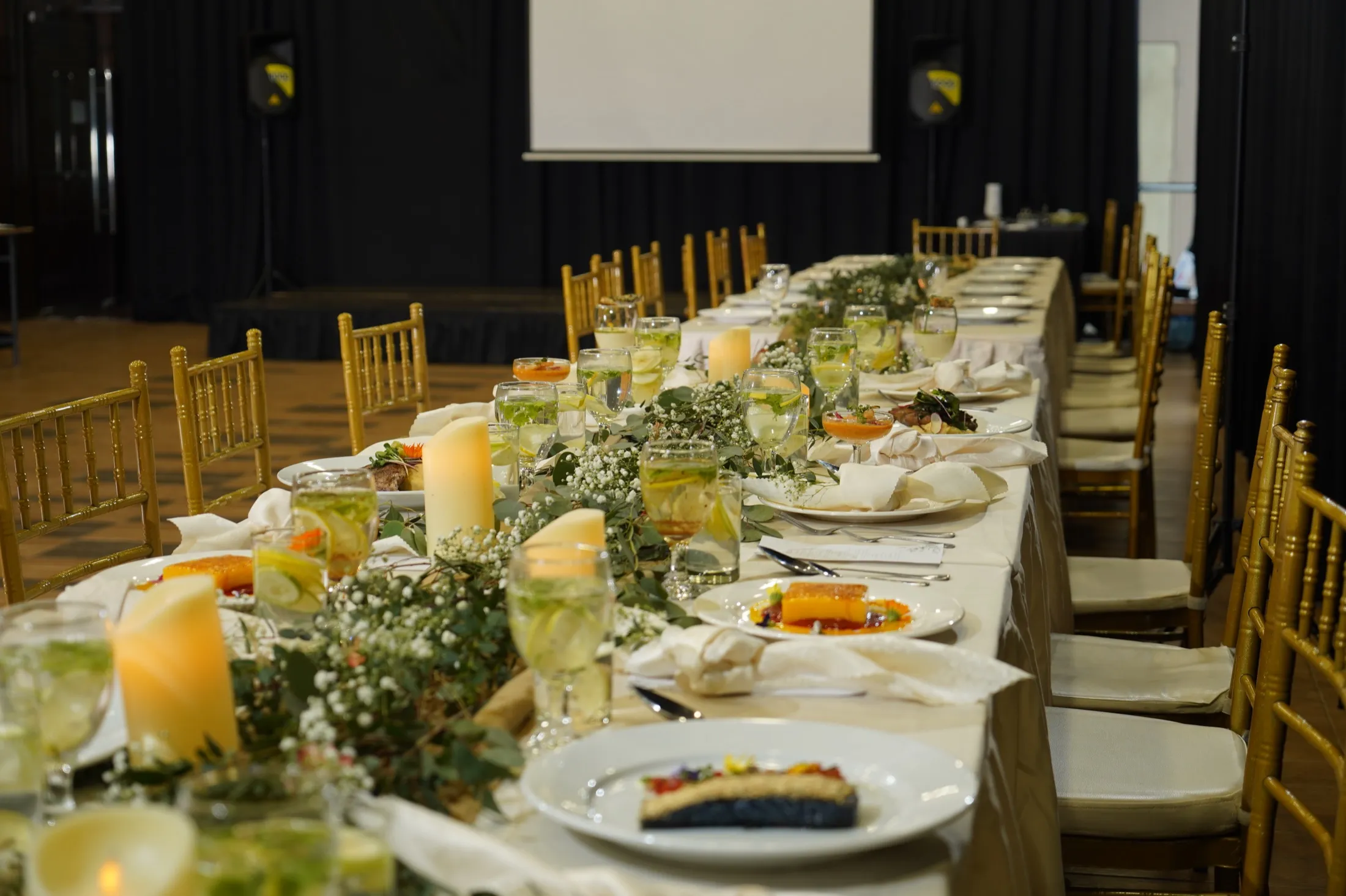 Wedding banquet food and venue presentation