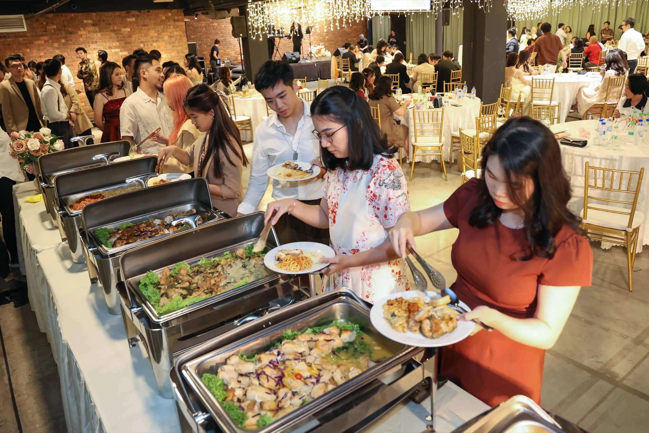 Wedding buffet catering table setup